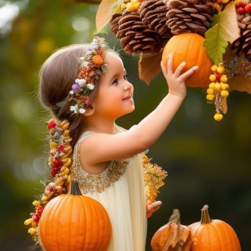 Autumn Fairy with Chestnut Hair, Hyperdetailed Watercolor