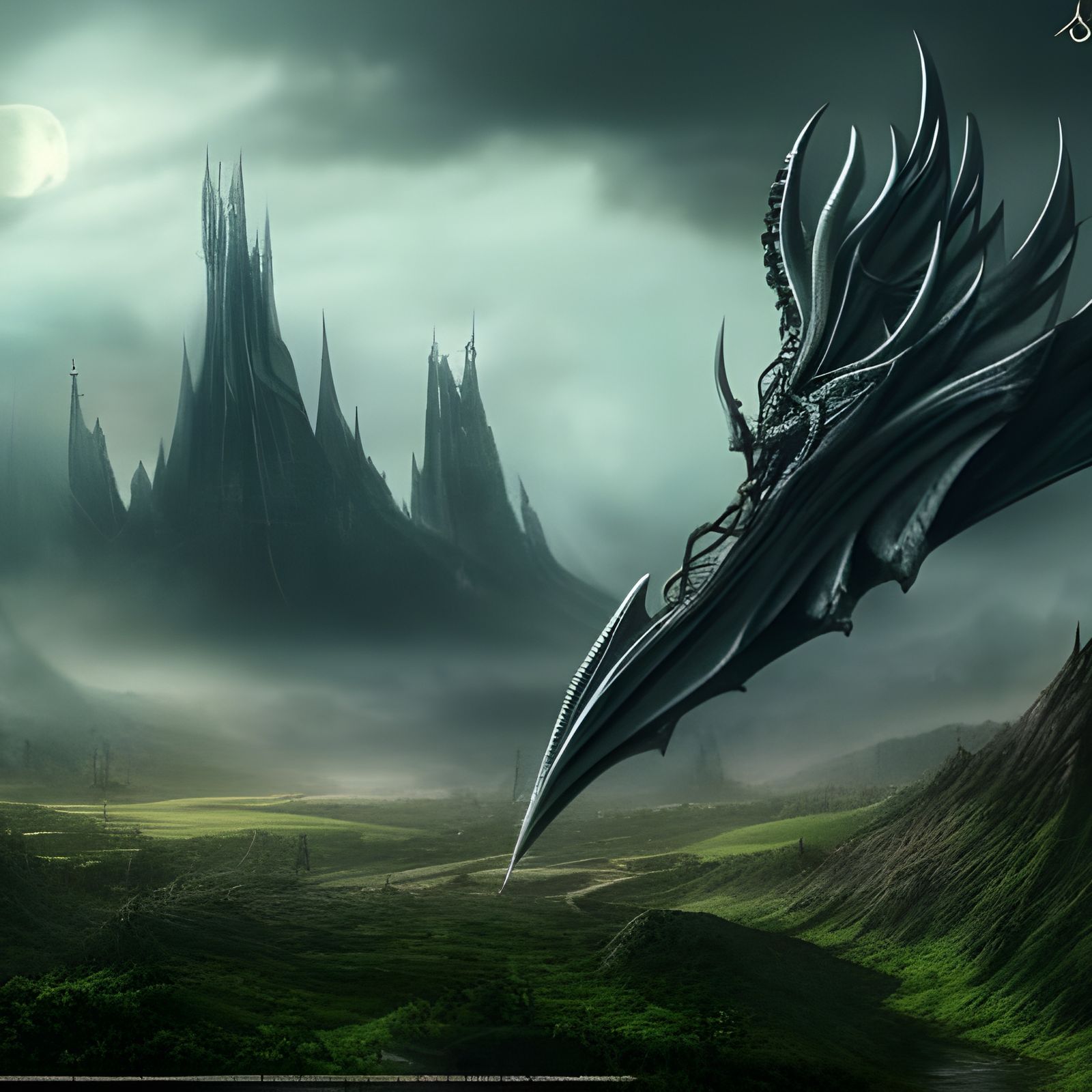 Dragon Flight in a Cinematic Fantasy Landscape