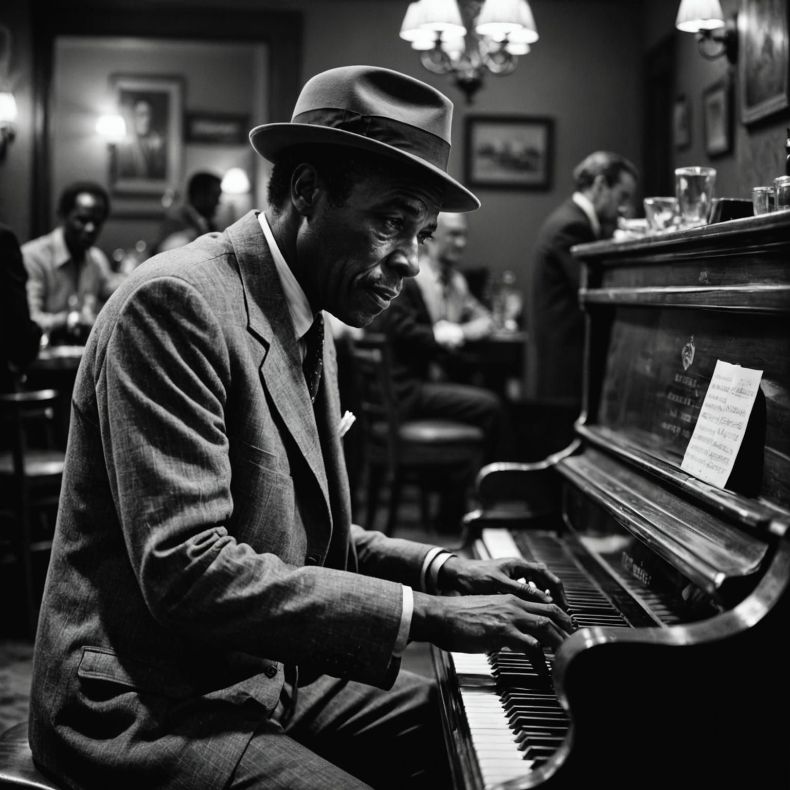 Casablanca Bar Scene in Charcoal Style