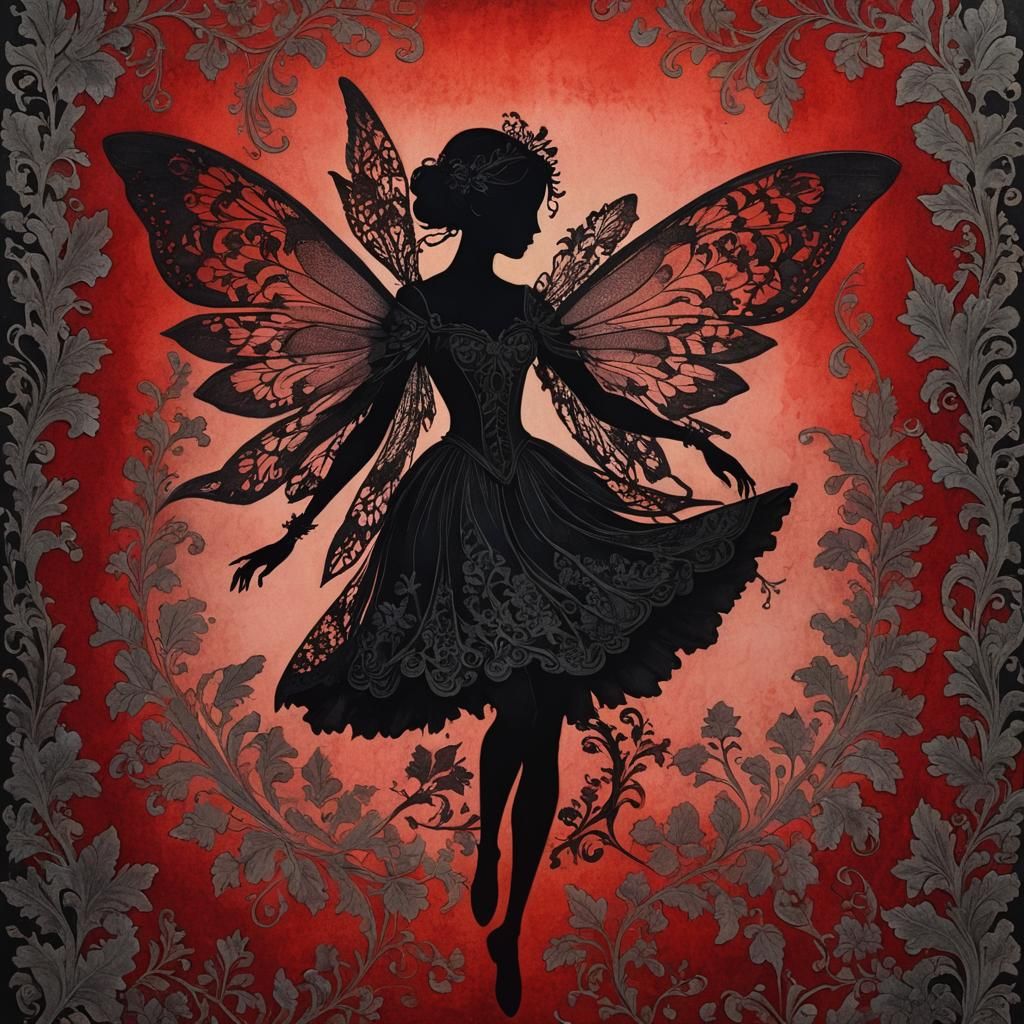 Ethereal Fairy Silhouette in Baroque Style