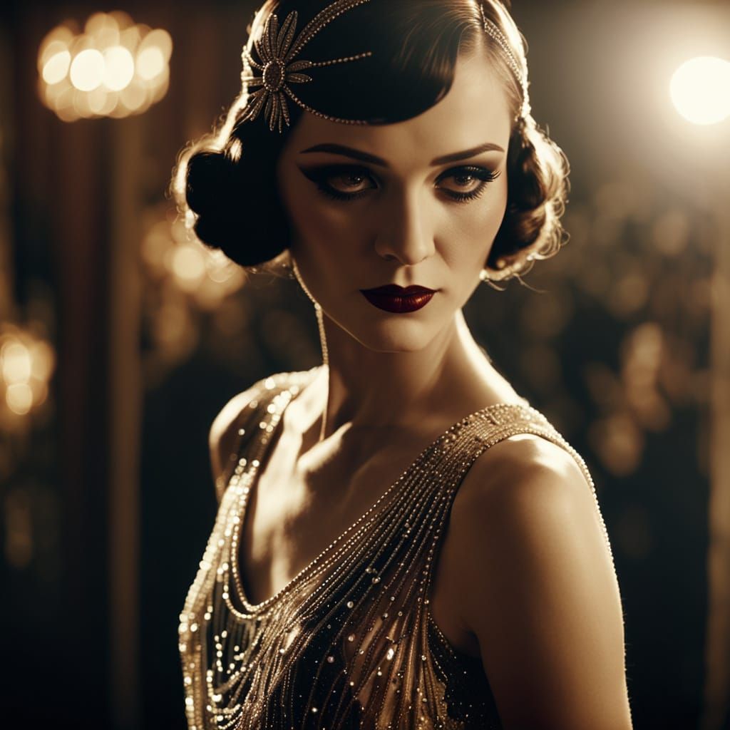 Girl in 1920s Dress Ready to Dance