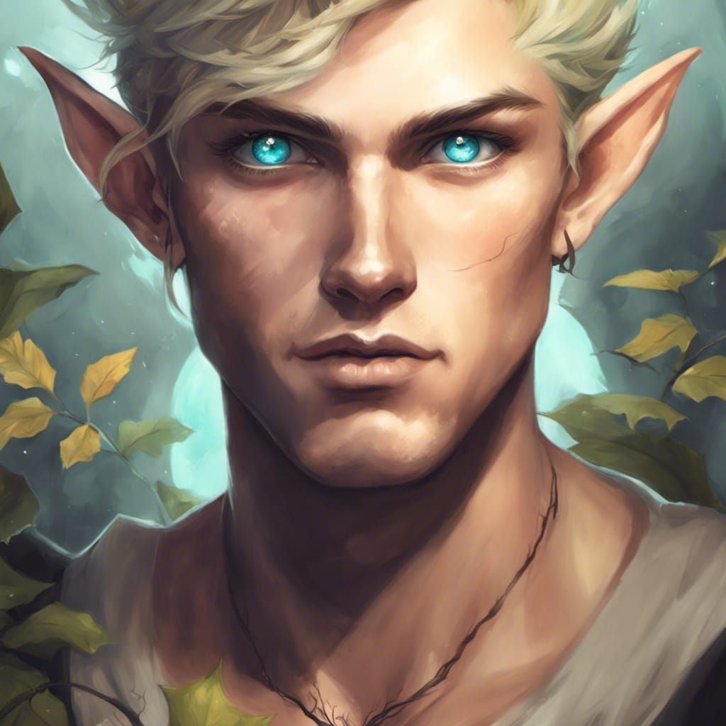 Detailed Elf Portrait in Earth Art Style