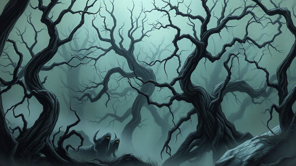 Haunted Forest Scene in Dark Fantasy Style