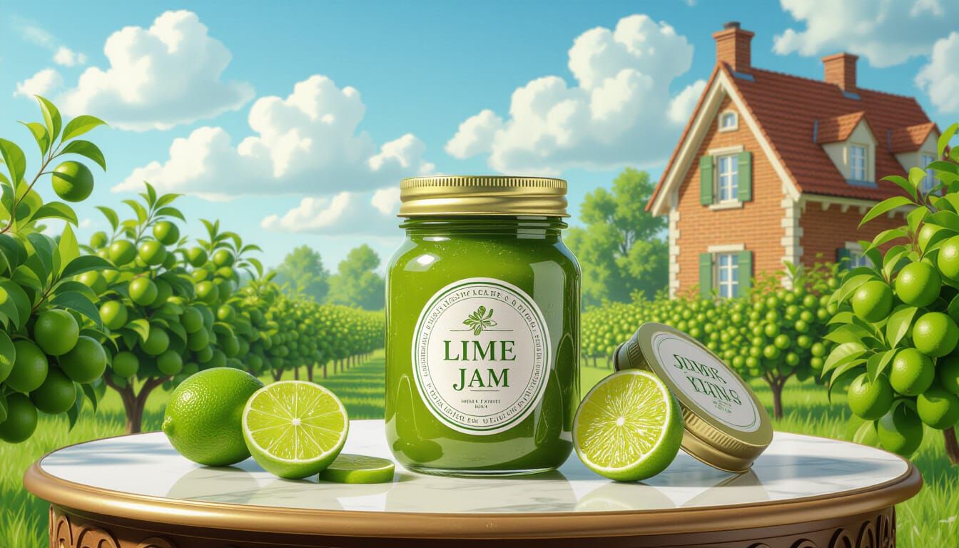 Luxurious Lime Jam Jar on Royal Table, Impressionist Style