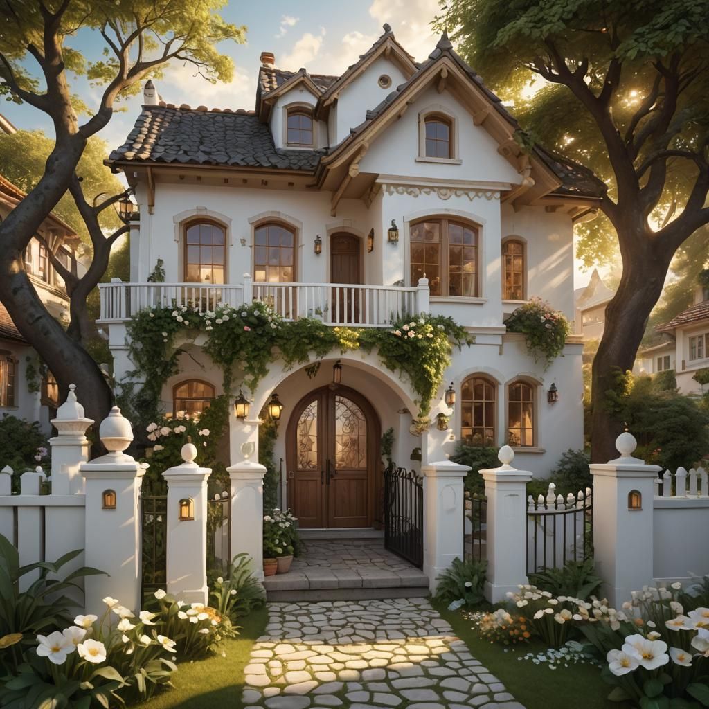 Dream House with Lush Garden: Fantasy Concept Art