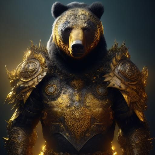 Futuristic Armored Druid Bear in Splash Art Style