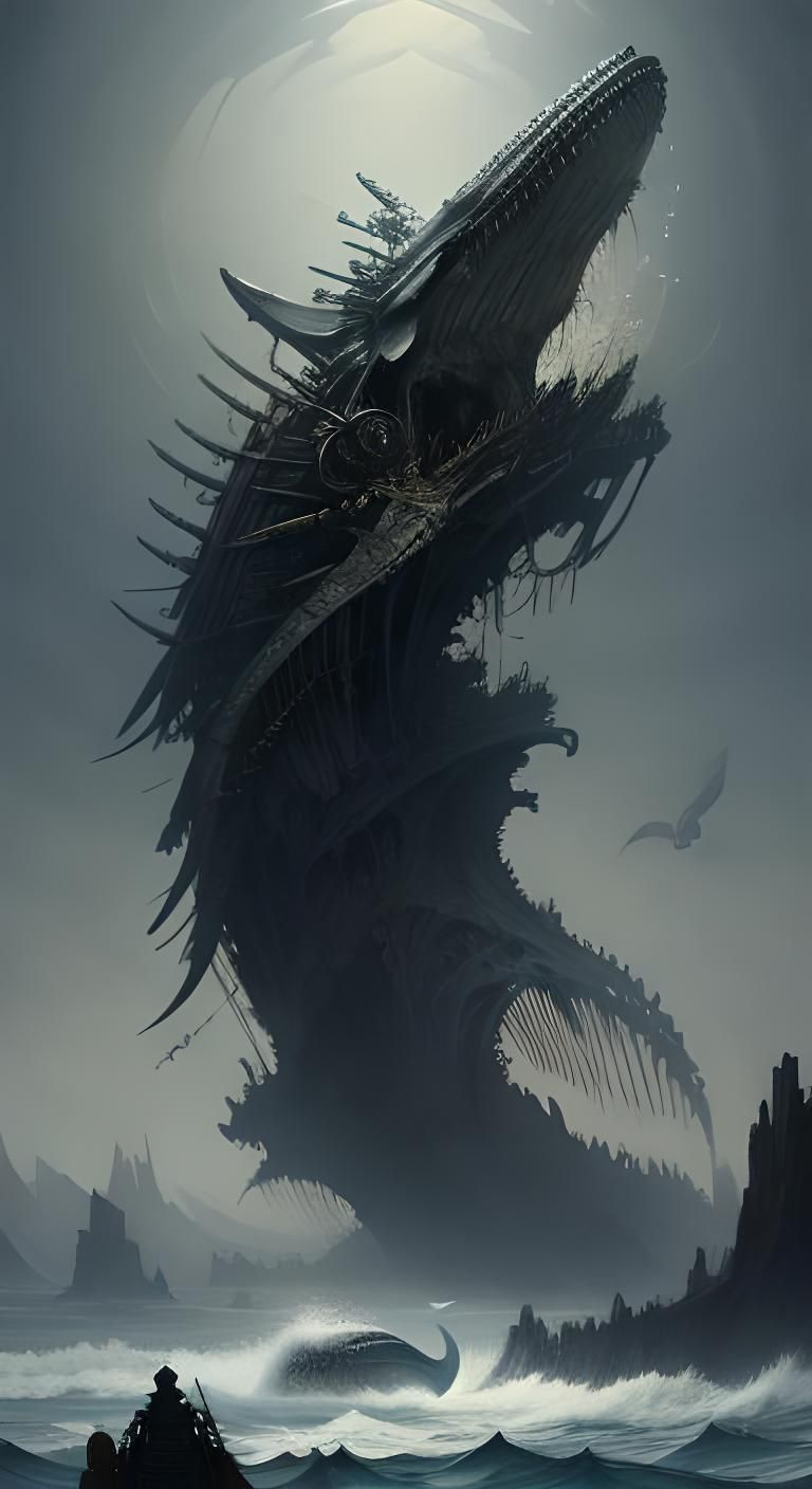 Horrific Whale Skeleton, Gothic Horror Style