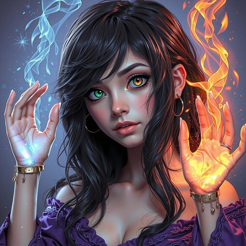 Young Sorceress Radiating Arcane Energy