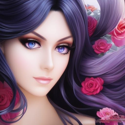 Armored Woman with Katana in Anime Style