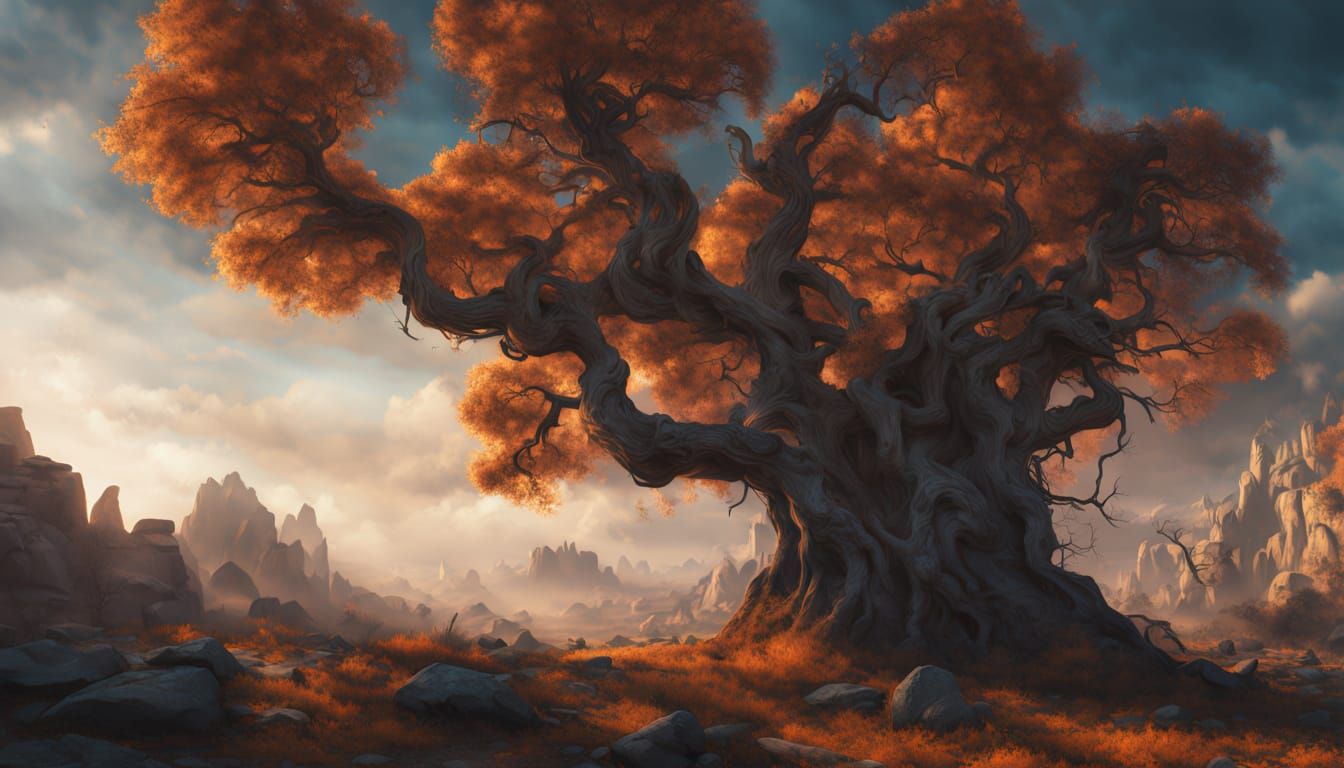 Surrealist Italian Villa Enveloped by Ancient Tree in Warm G...