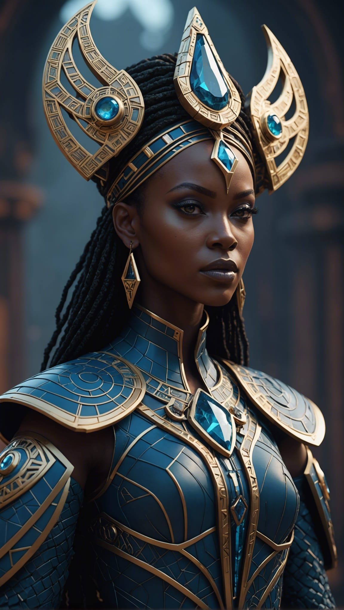 Afrofuturist Runic Sorceress in Cinema 4D