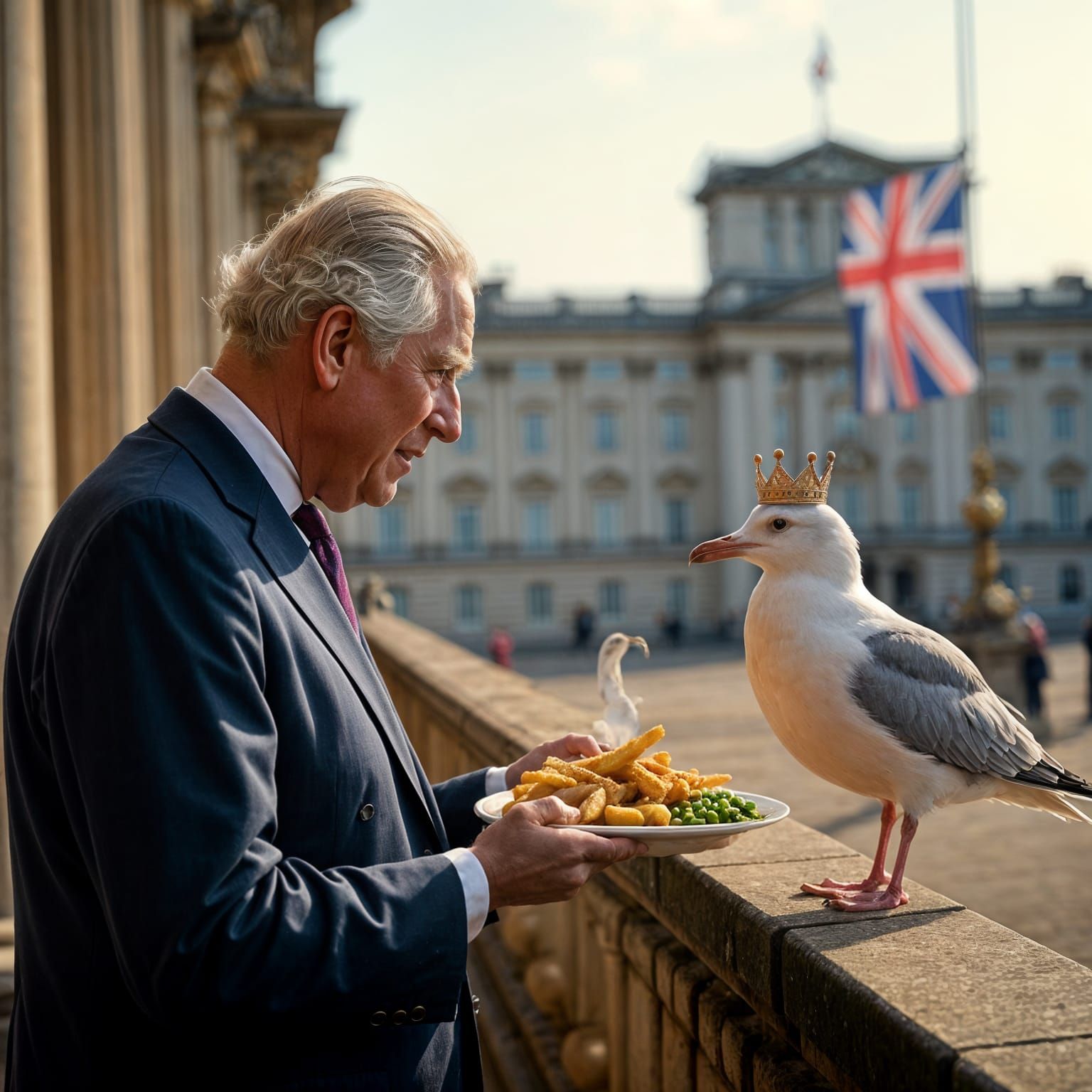 King Charles Serves Seagull Fish and Chips