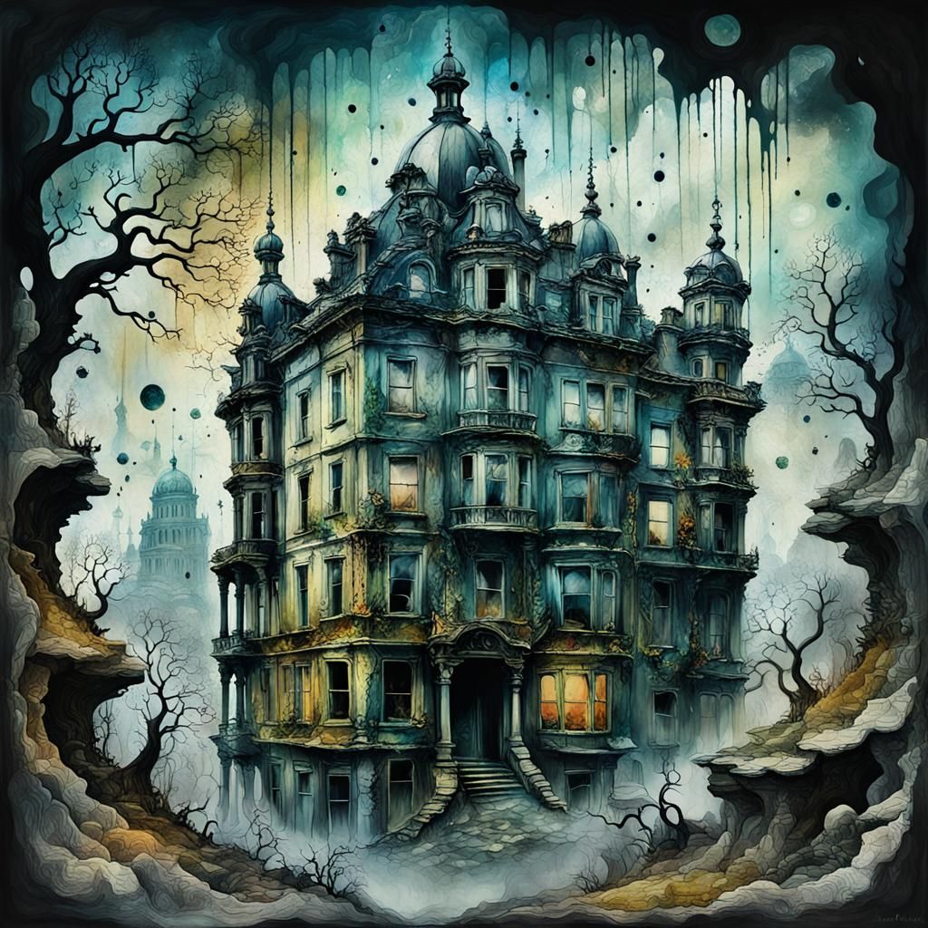 Surreal Rococo Landscape: Nature Reclaims Ruins