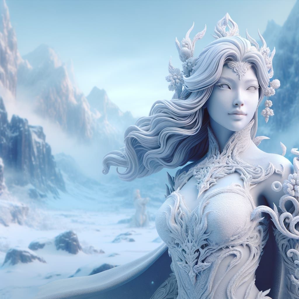 Digital Snow Fantasy Goddess Portrait