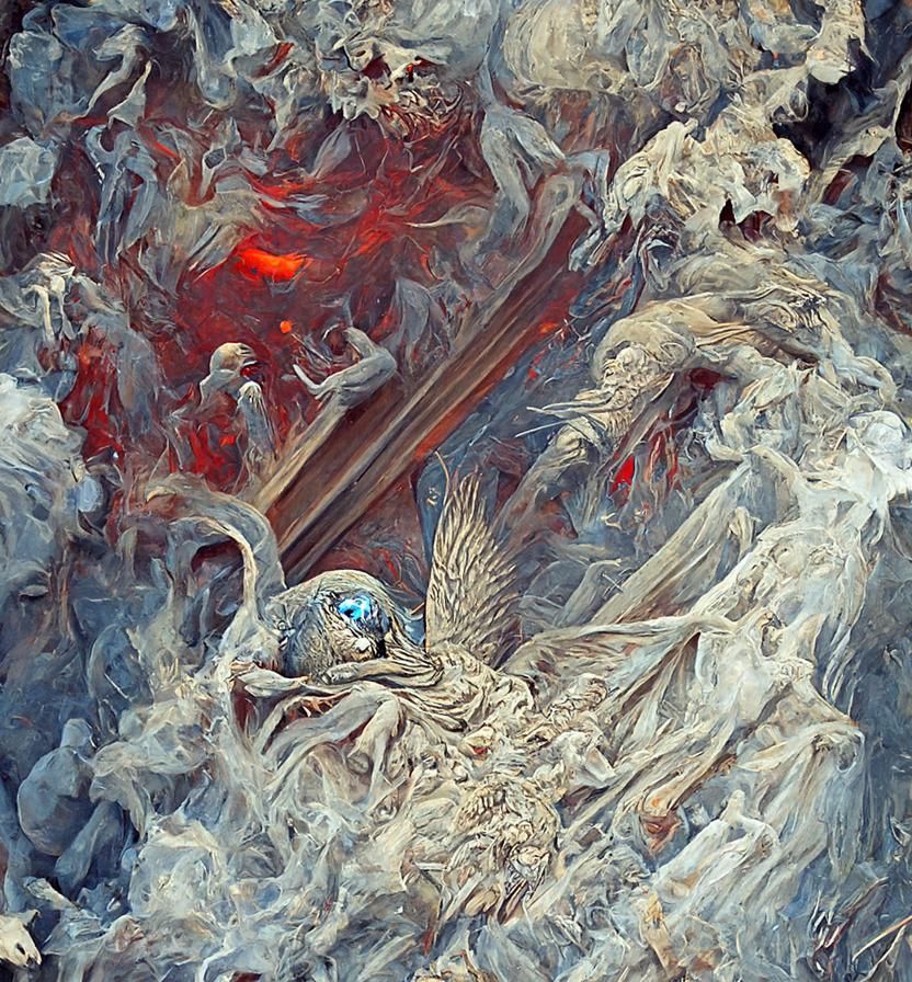 Fallen Angel in Hell's Labyrinth: Digital Matte Painting