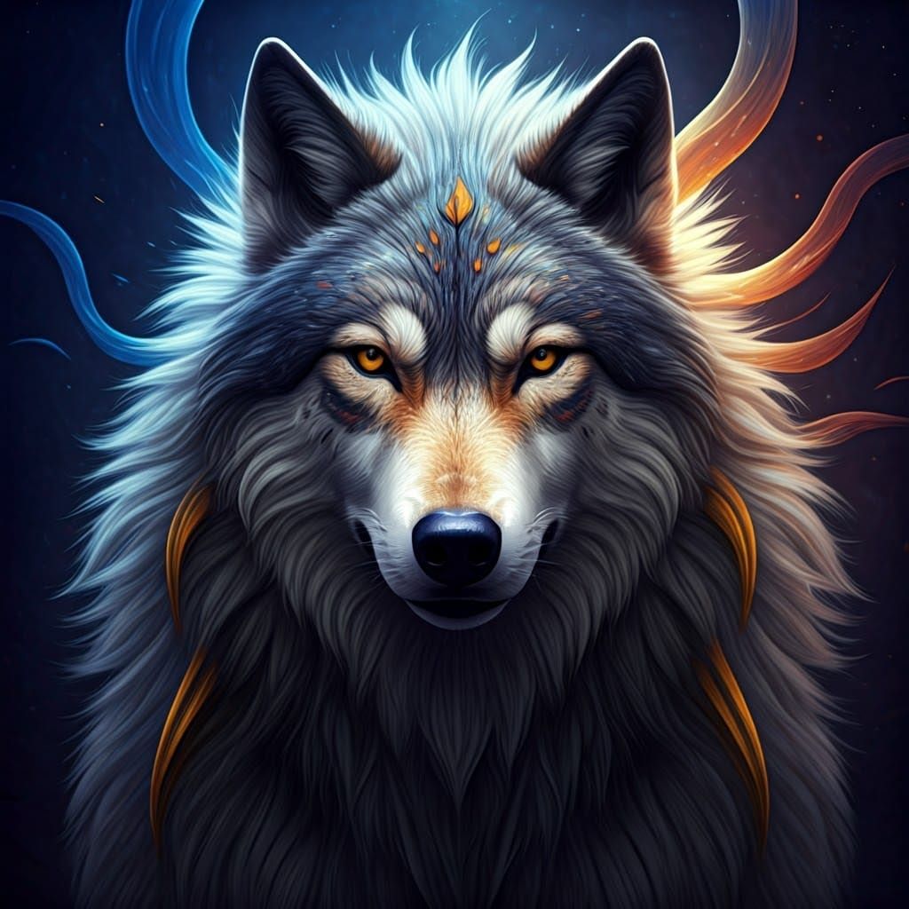 Majestic Fantasy Wolf in Rich Matte Painting
