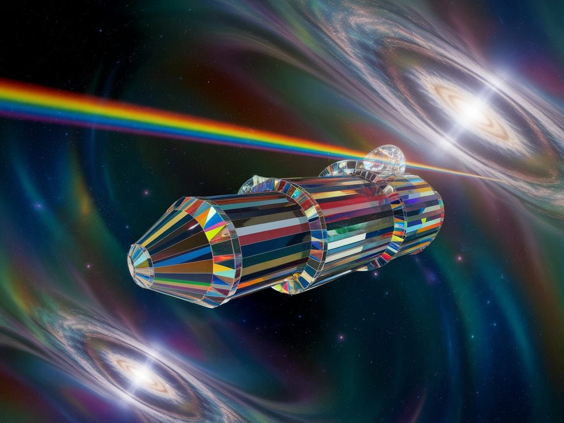 Crystal Prism Spaceship in Deep Space