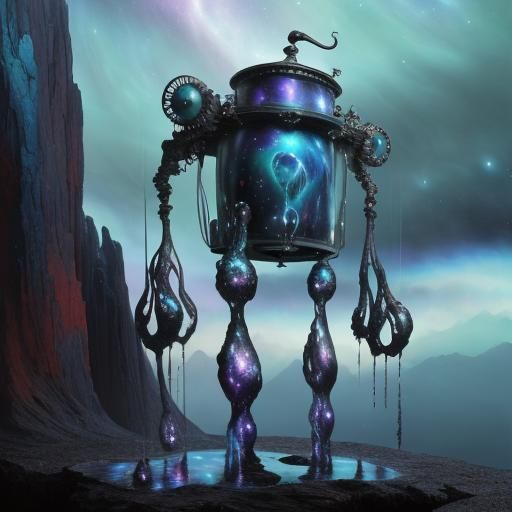 Dreamlike Cosmic Scene in Surrealist Oil Painting