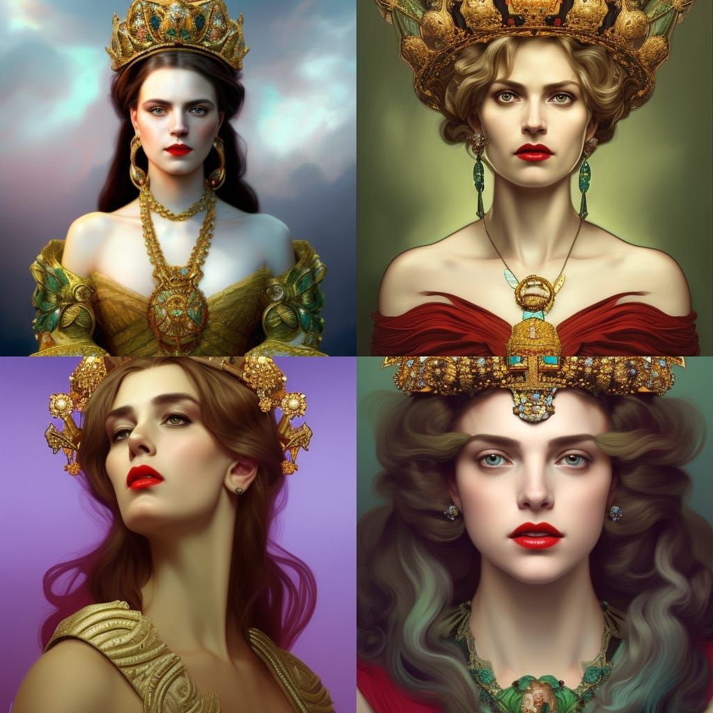 Queen of Spain Portrait in Art Nouveau Style