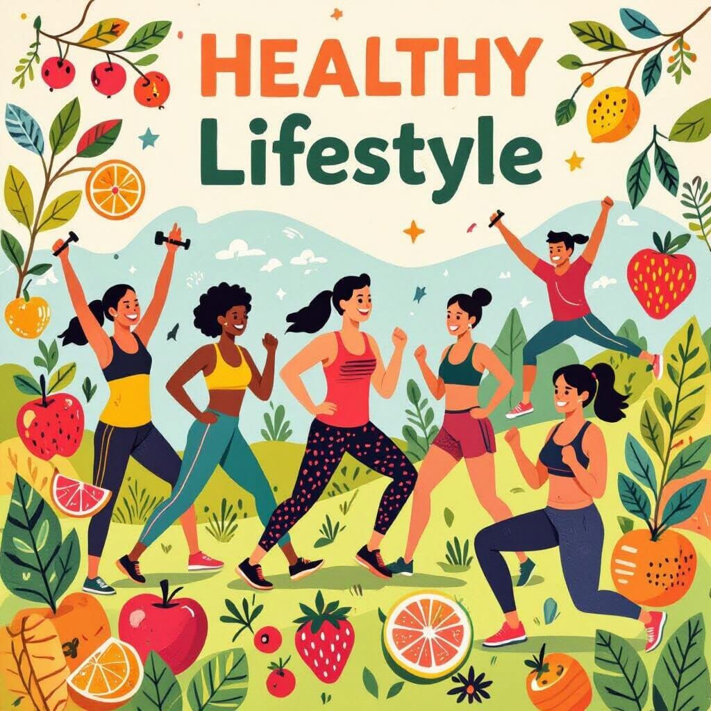 Vibrant Illustration of a Healthy Lifestyle