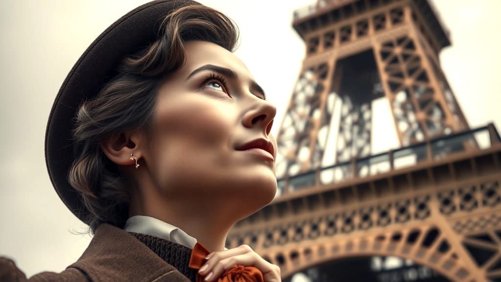 Eiffel Tower's Grand Unveiling in Sepia Tones