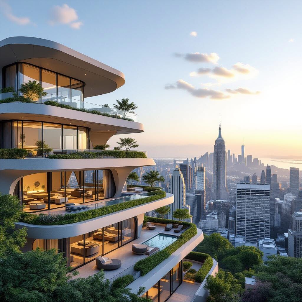 Luxurious Penthouse Rooftop Garden Inspired by Urban Design