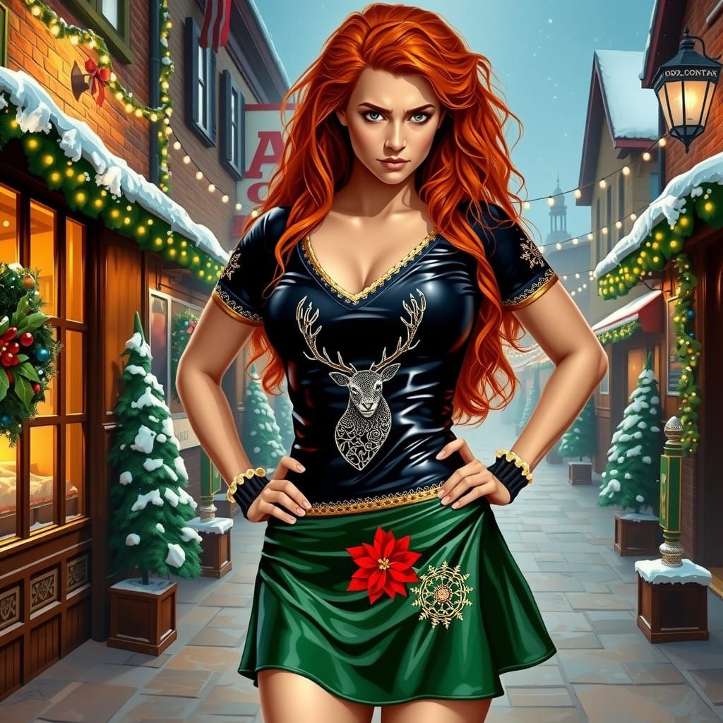 Festive Irish Goddess in Latex Attire