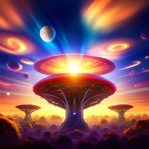 Fairytale Forest with Alien Spaceships in 8K 3D