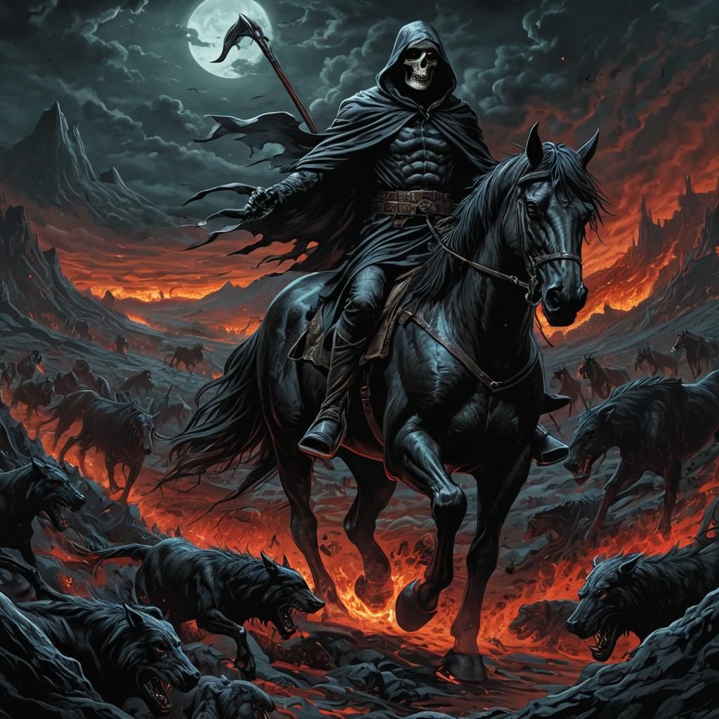 Grim Reaper Rides in Hellish Comic Book Art