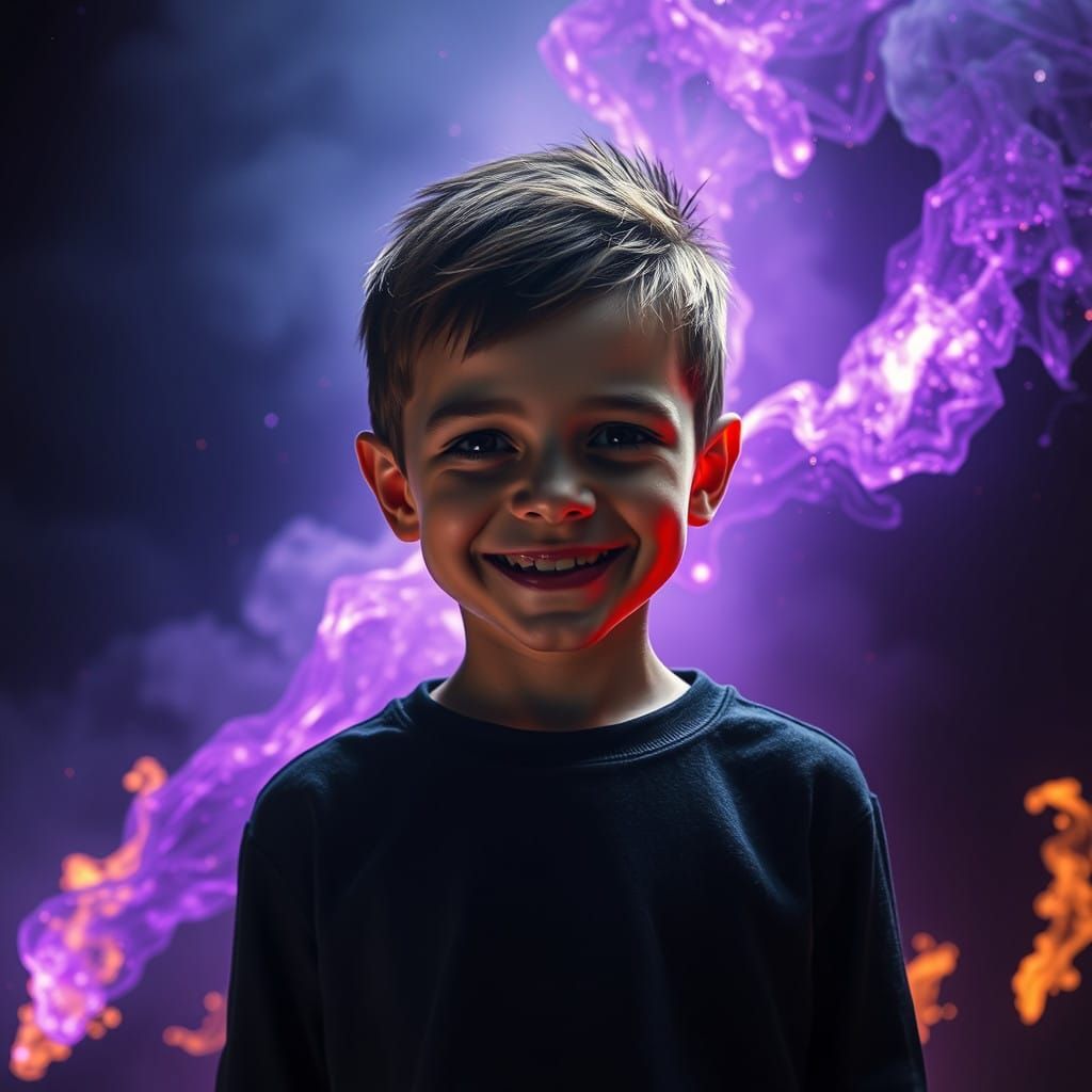 Dark Surrealism of an Unsettling Boy in a Dreamlike World