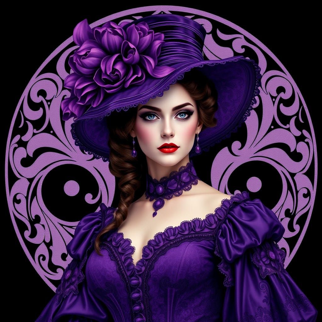 Regal Victorian Woman in Mysterious Violet Hues