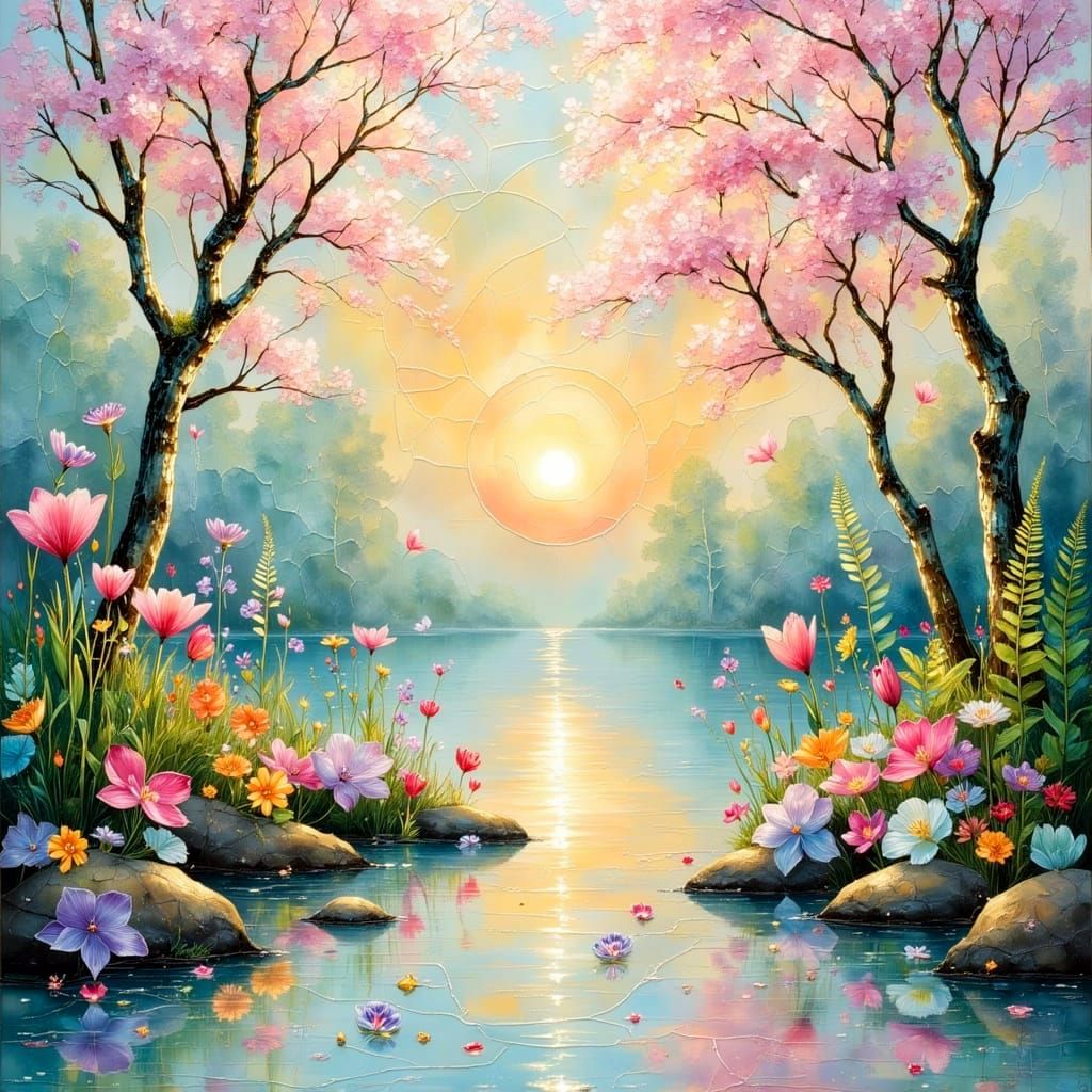 Pastel Mosaic of Love, Light, and Reflection