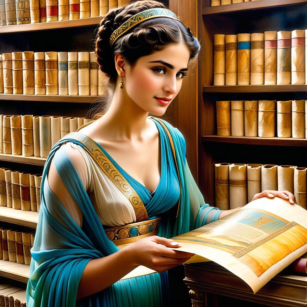 Hypatia of Alexandria in Alexandria library (4th century AD)