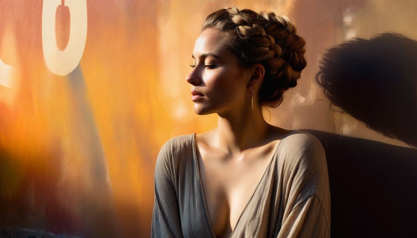 Contemplative Woman in Rembrandt Style Watercolor