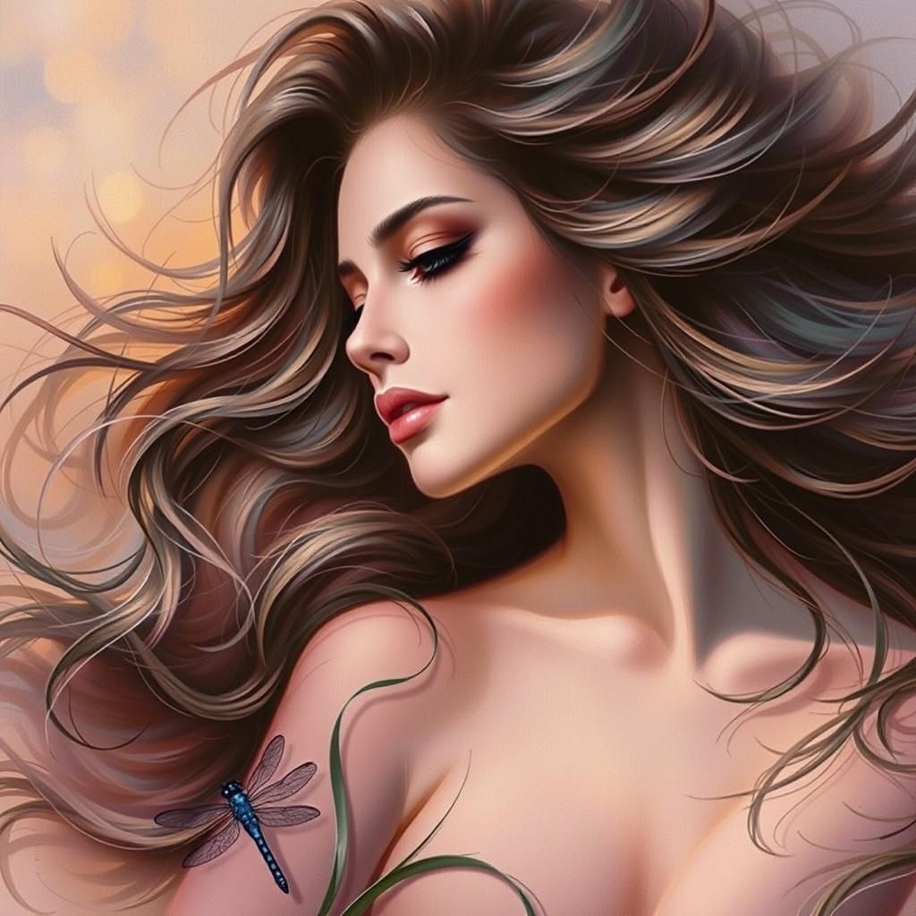 Iridescent Dragonfly in Natural Golden Hour Lighting