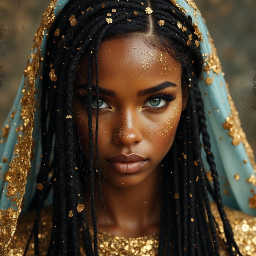 Cosmic Egyptian Angel Warrior in Brushed Oils