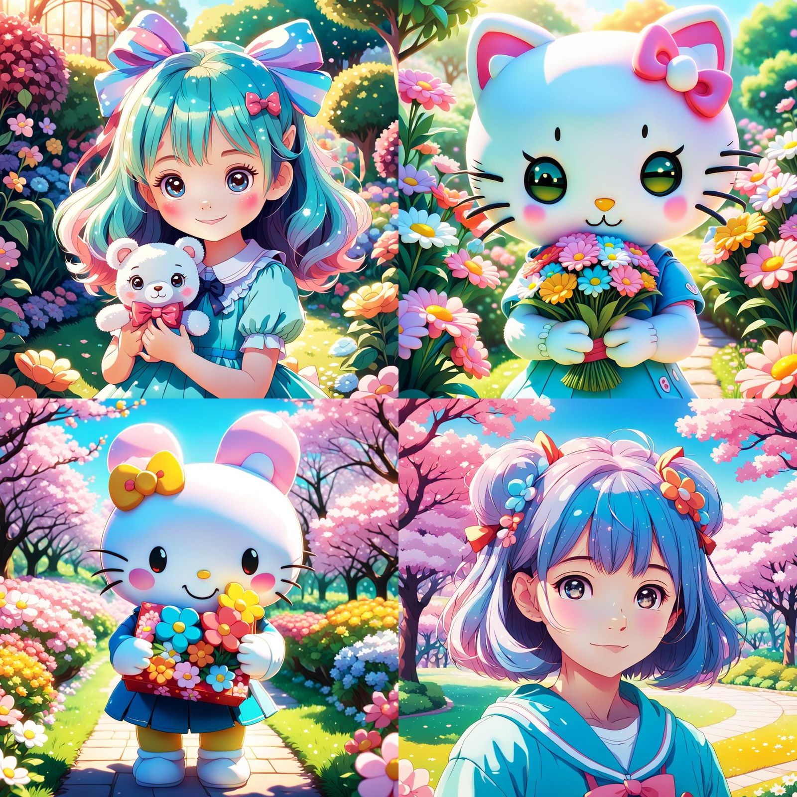 Sanrio Characters in Anime Style