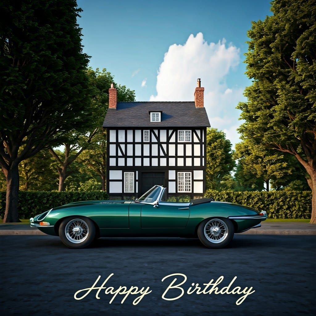 Green Jaguar E-Type: Art Deco Travel Poster