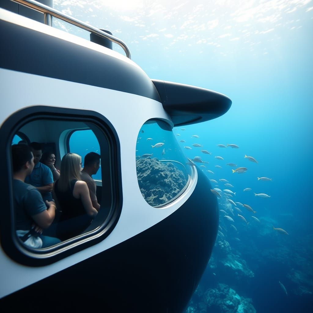 Tourist Submarine Views Coral Reefs and Fish