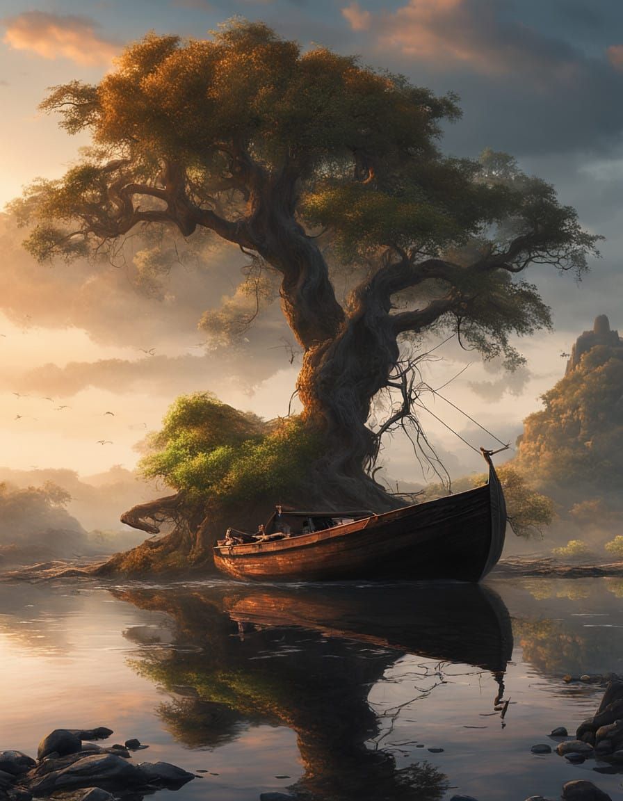 Twisted Oldest Tree Watches Over Haunting Orinoco River Scen...