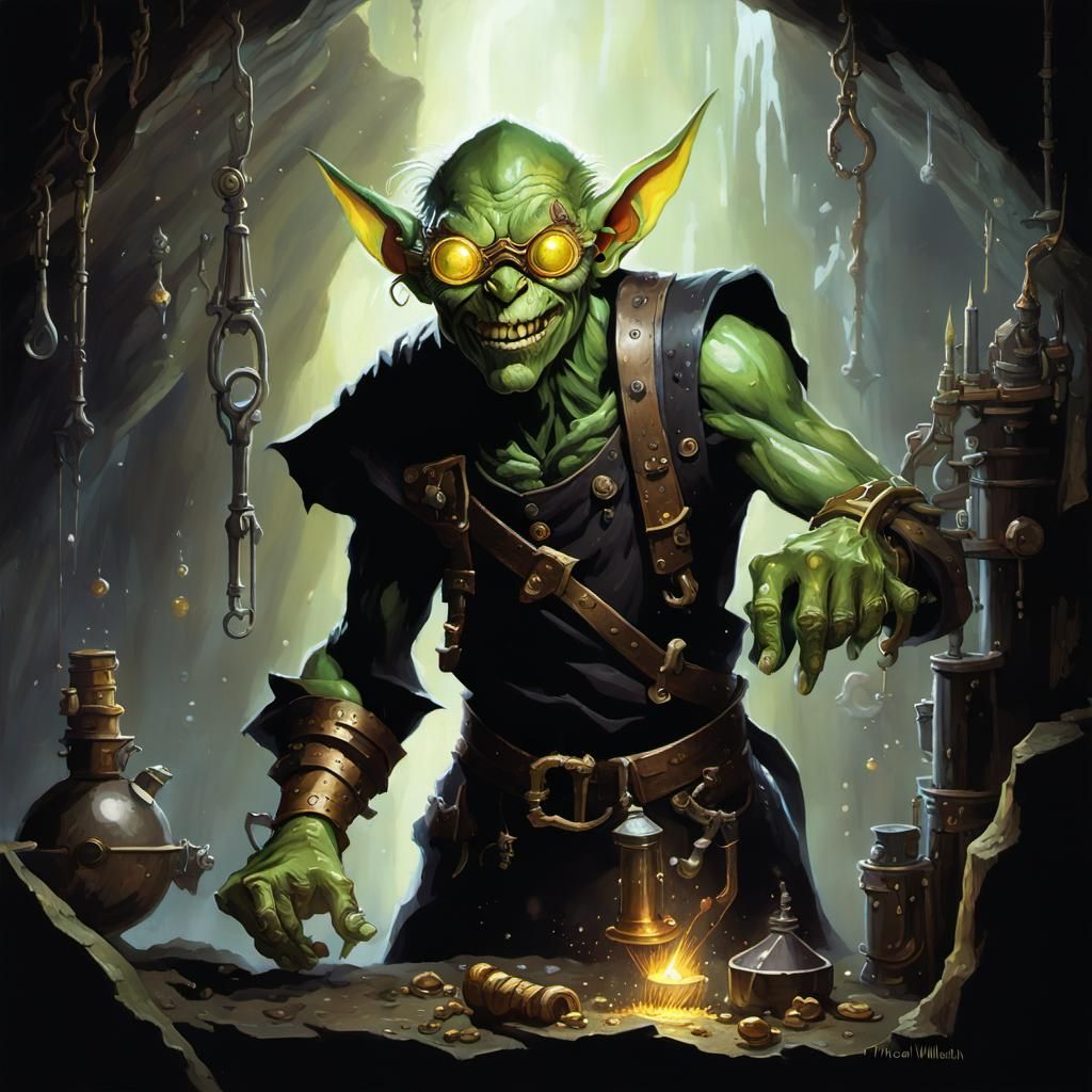 Green Goblin Inventor in Steampunk Lab