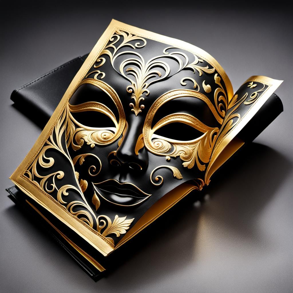 Book-Shaped Mask with Gold Edges