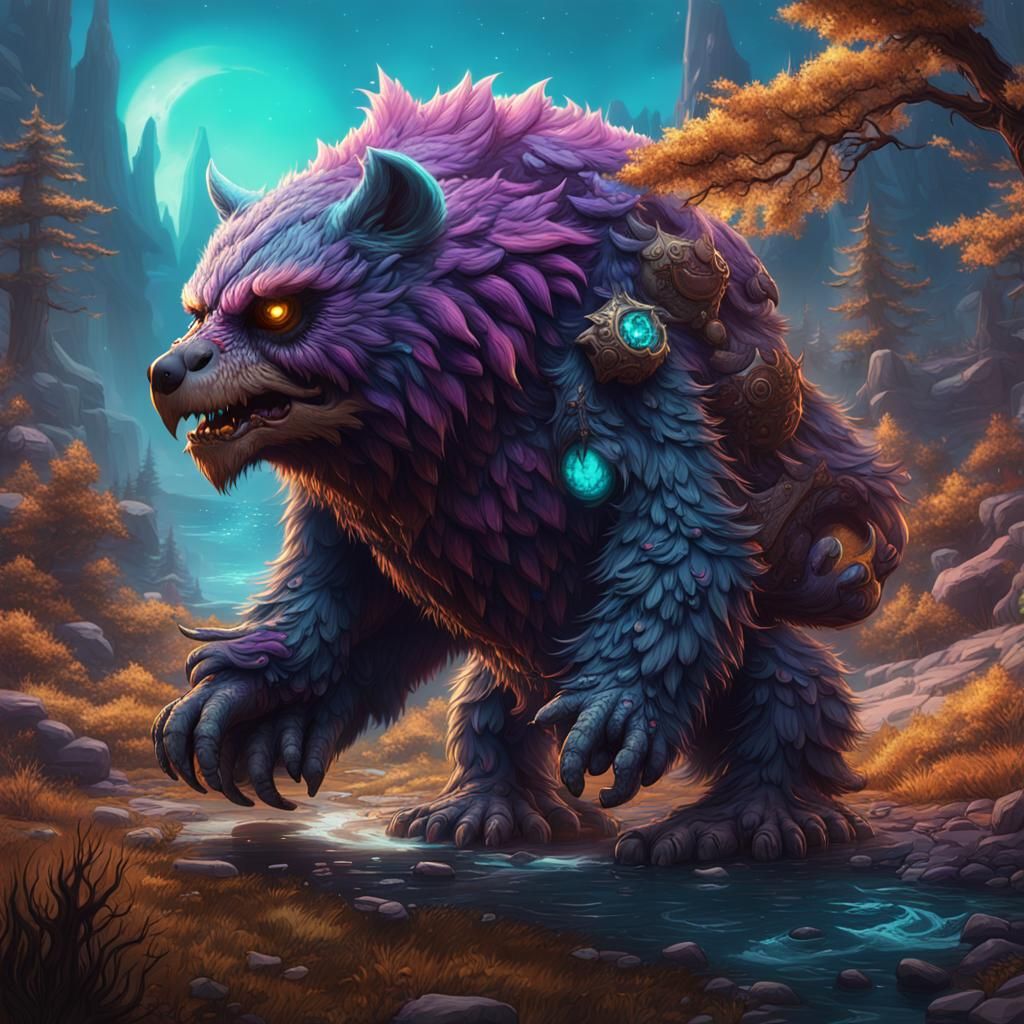 Psychedelic Owlbear: Fantastical Art in Deep Color