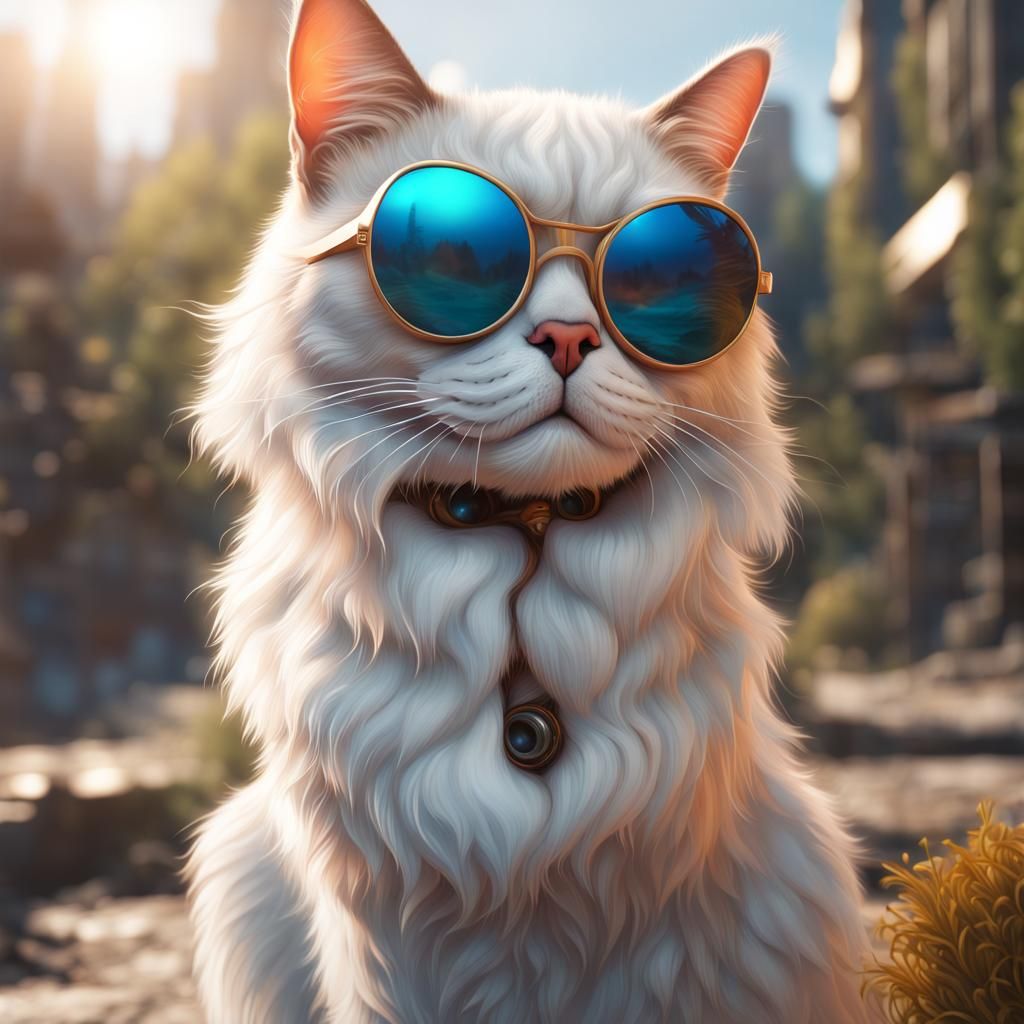 Cat with Sunglasses: Detailed Matte Painting