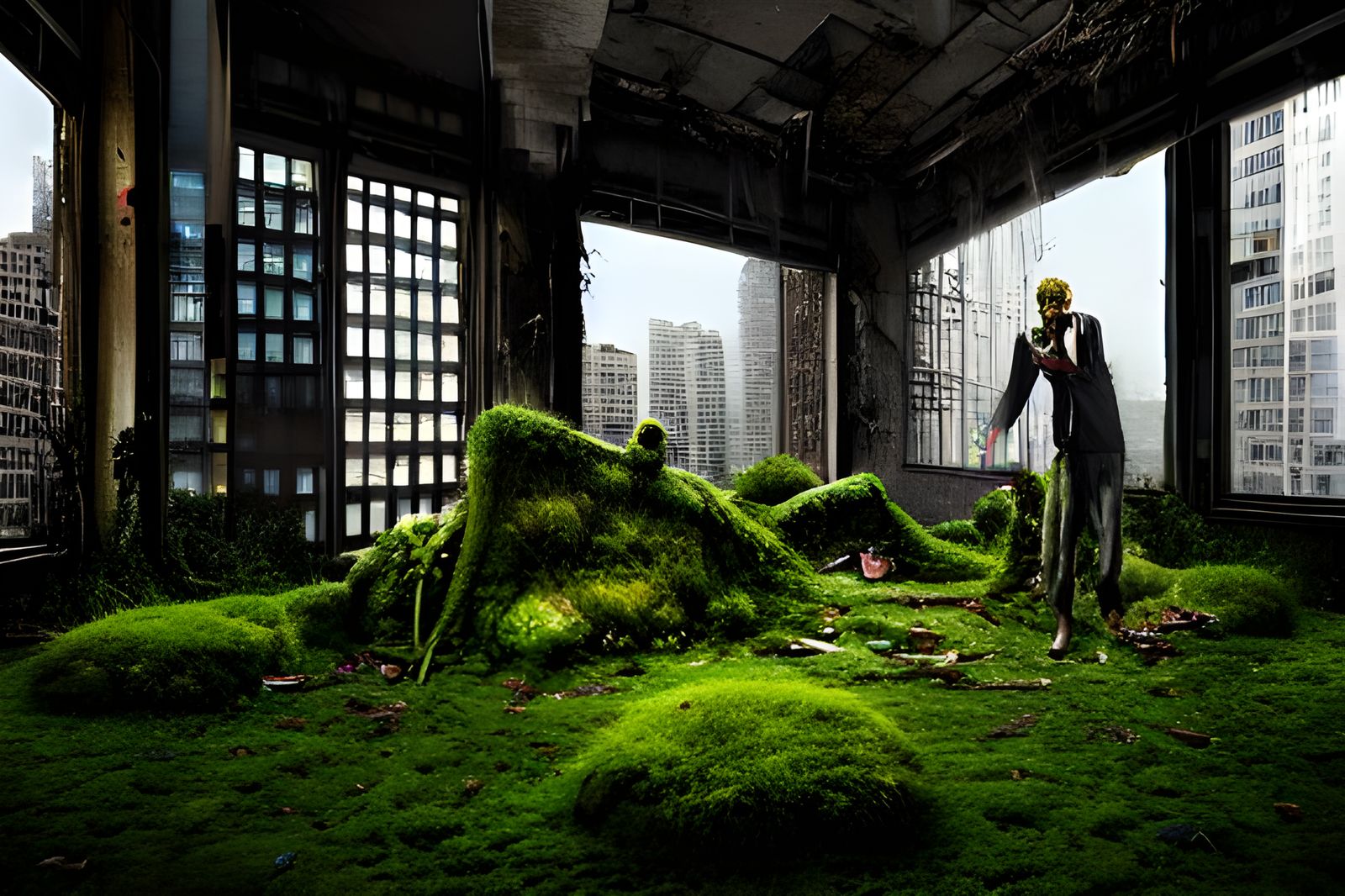 Post-Apocalyptic Junk Skyscrapers in Mixed Media