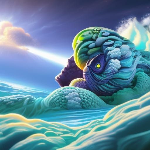 Hyperrealistic Chameleon Portrait with Occult Symbols