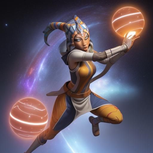 Ahsoka as Naruto with Galaxy Orb, 3D Digital Art
