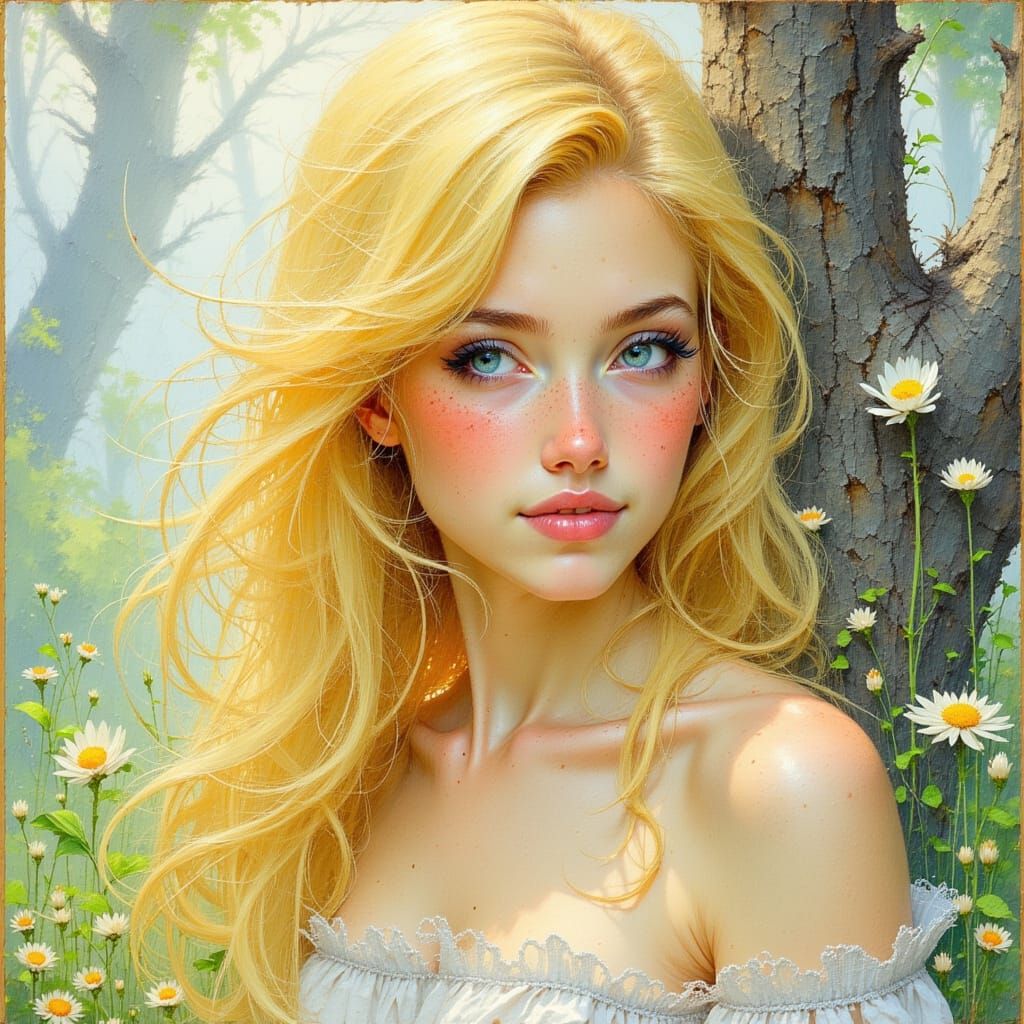 Ethereal Fantasy Portrait of a Beautiful Woman in Woodland M...