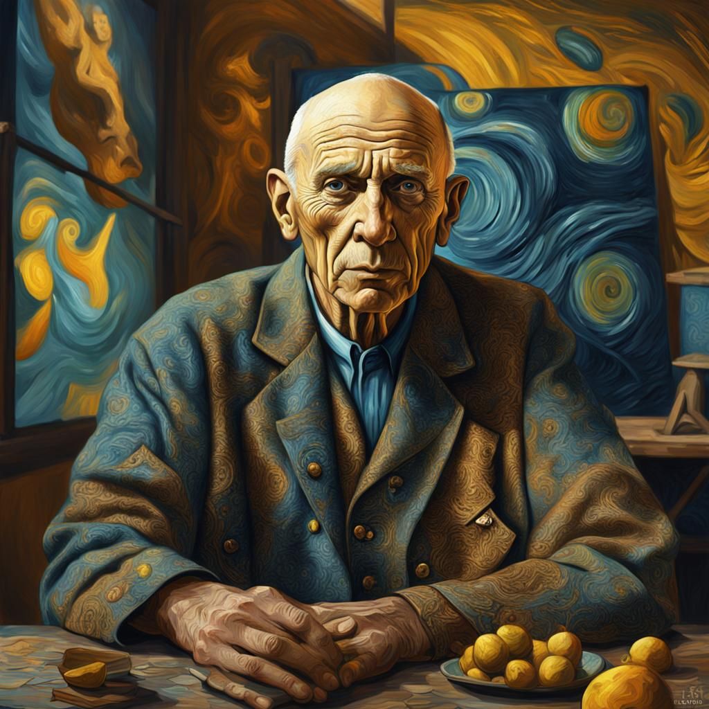 Picasso Portrait in Van Gogh Style