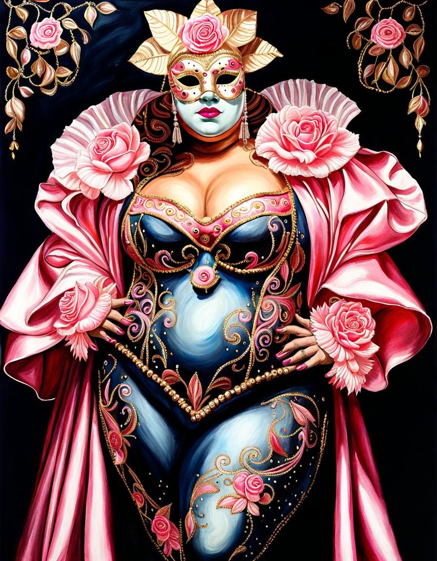 Venetian Carnival: Ethereal Portrait with Gold Accents